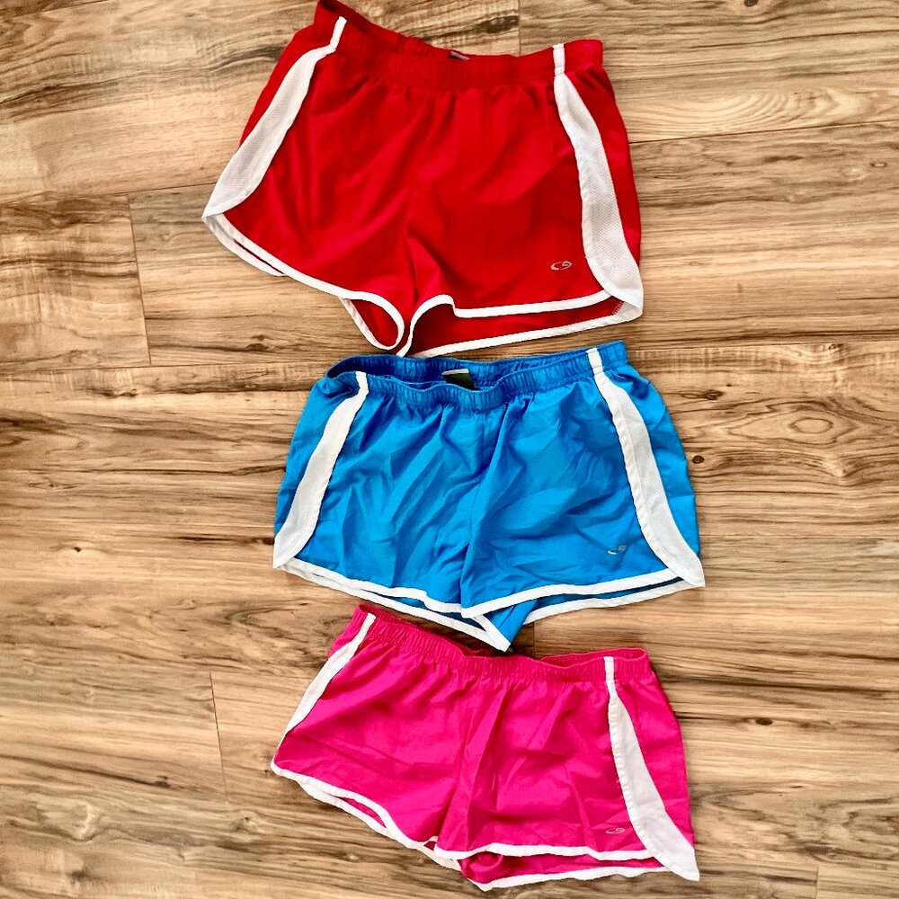 Champion Youth Active Gym Shorts Set of 3 Red, Blue, Pink